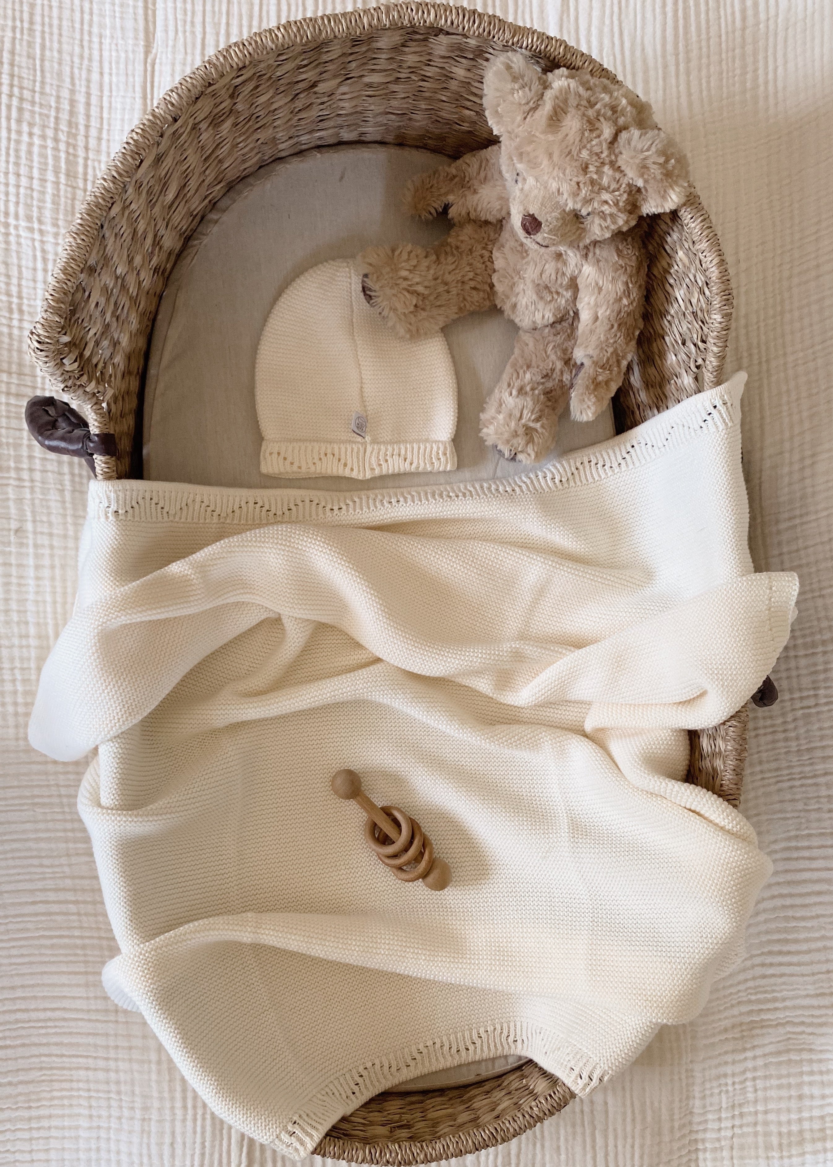 MiniLuna filt & mössa Ecru