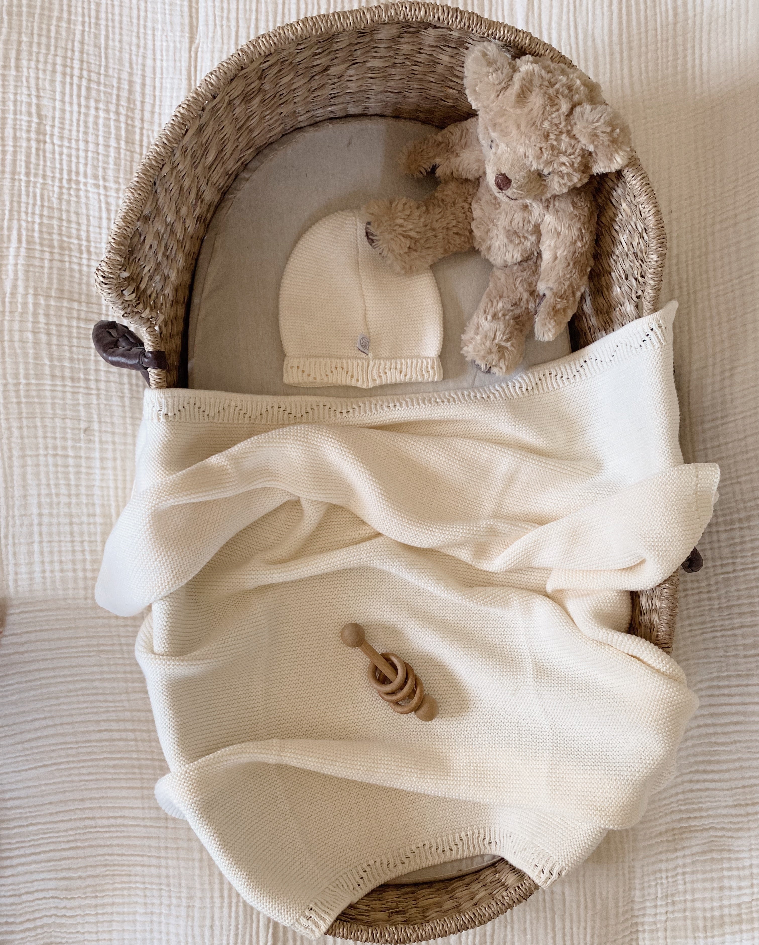 MiniLuna filt & mössa Ecru